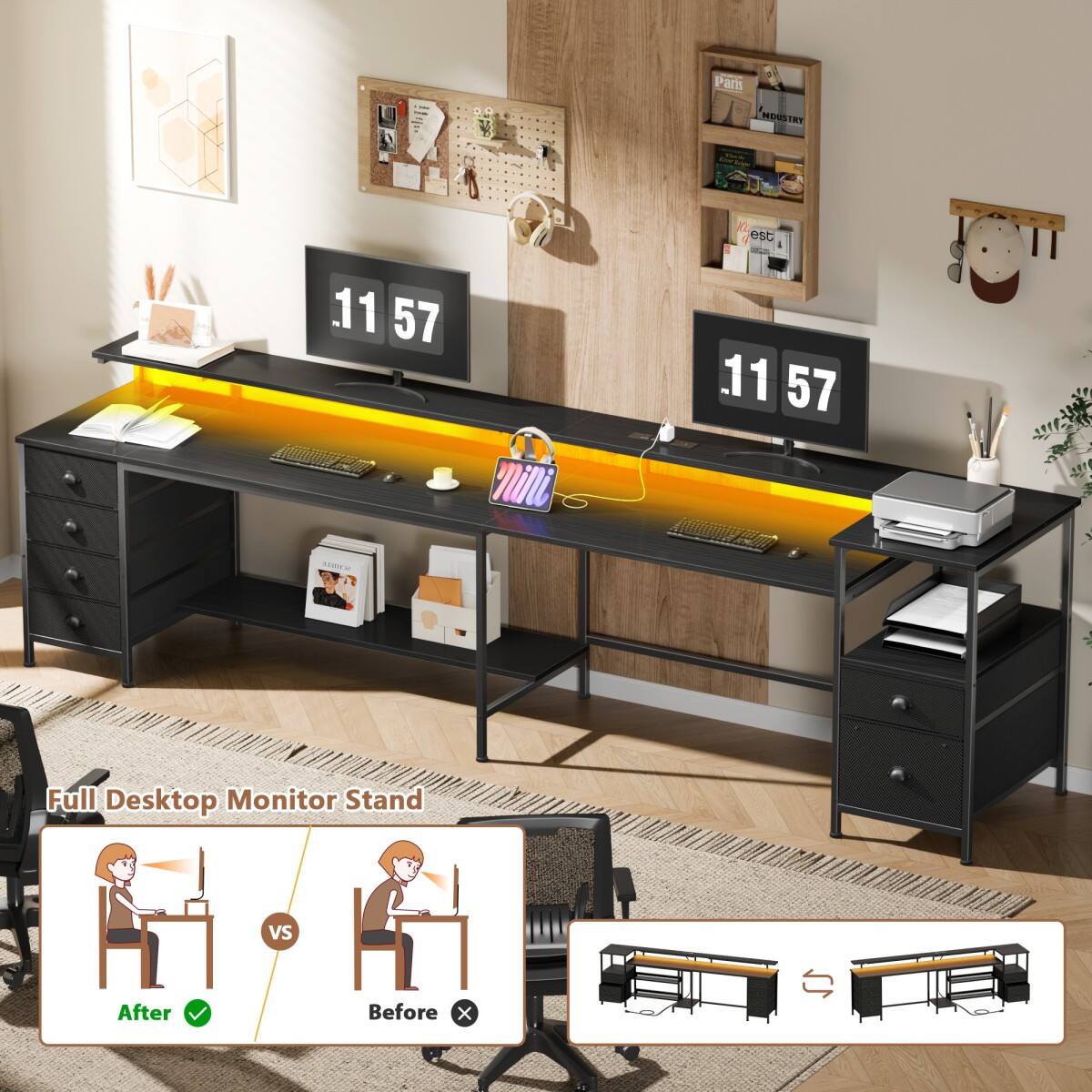 Paris 'NOUSTRY  
est  
11 57 mini  
11 57  
Full Desktop Monitor Stand  
After  
VS  
Before X  
12