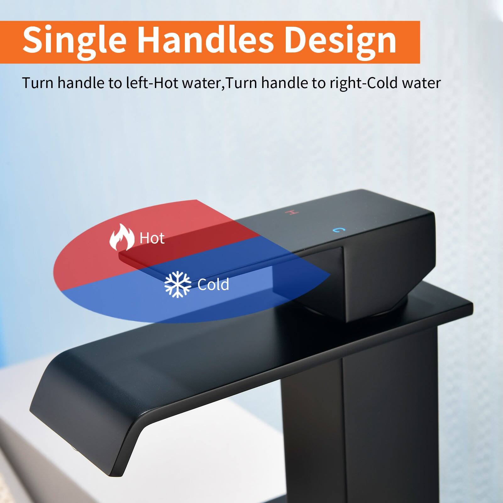 Single Handles Design

Turn handle to left-Hot water, Turn handle to right-Cold water

Hot

Cold