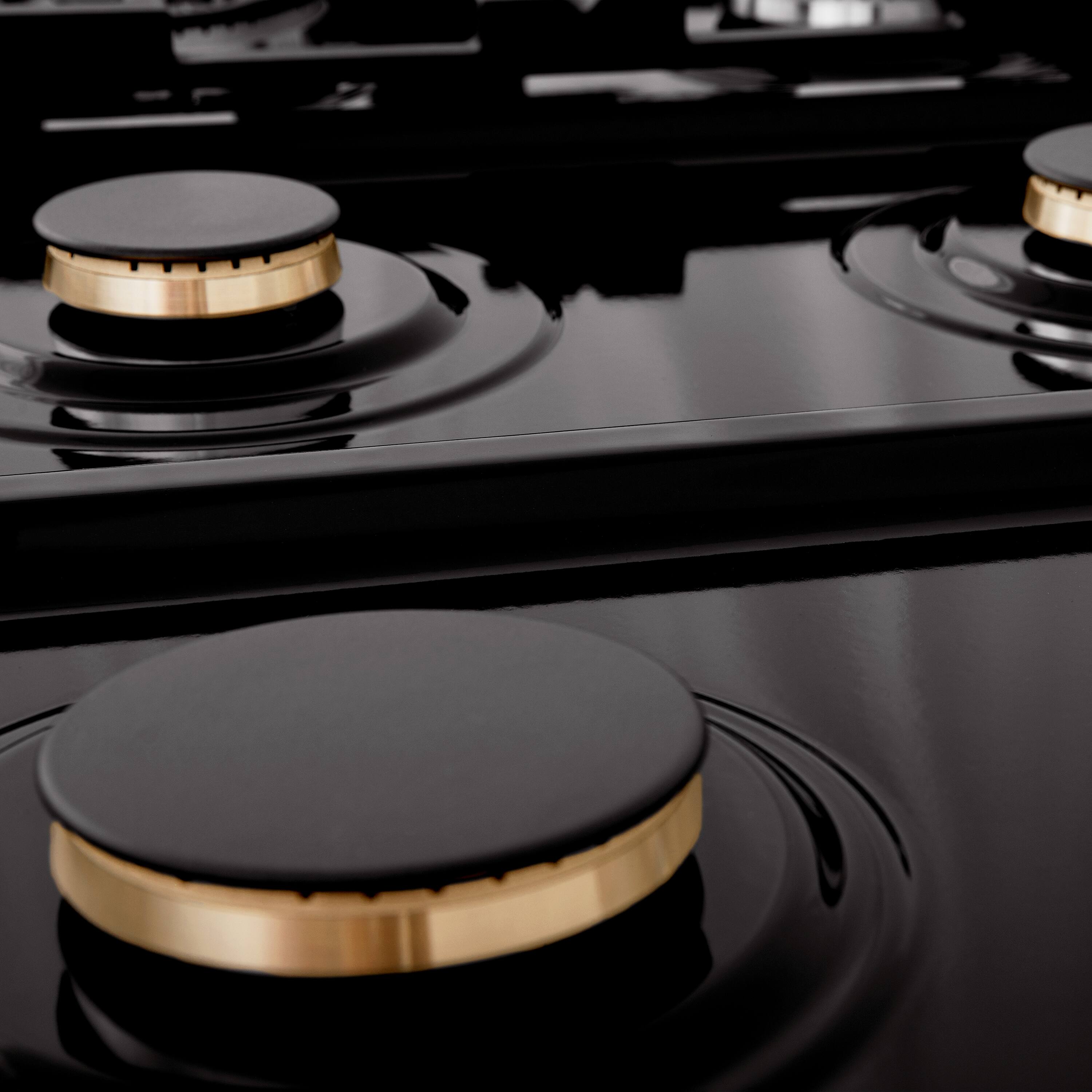 Back. ZLINE - 36 in. Legacy Gas Rangetop with 6 Brass Burners and Porcelain Cooktop in Black Stainless Steel (RTB-BR-36) - Black.