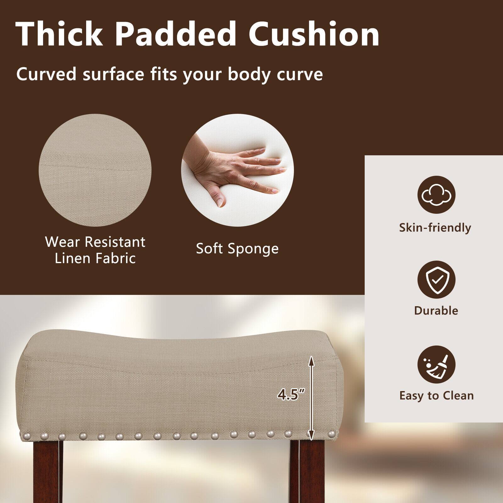 Thick Padded Cushion, Curved surface fits your body curve, Wear Resistant Linen Fabric, Soft Sponge, Skin-friendly, Durable, 4.5", Easy to Clean