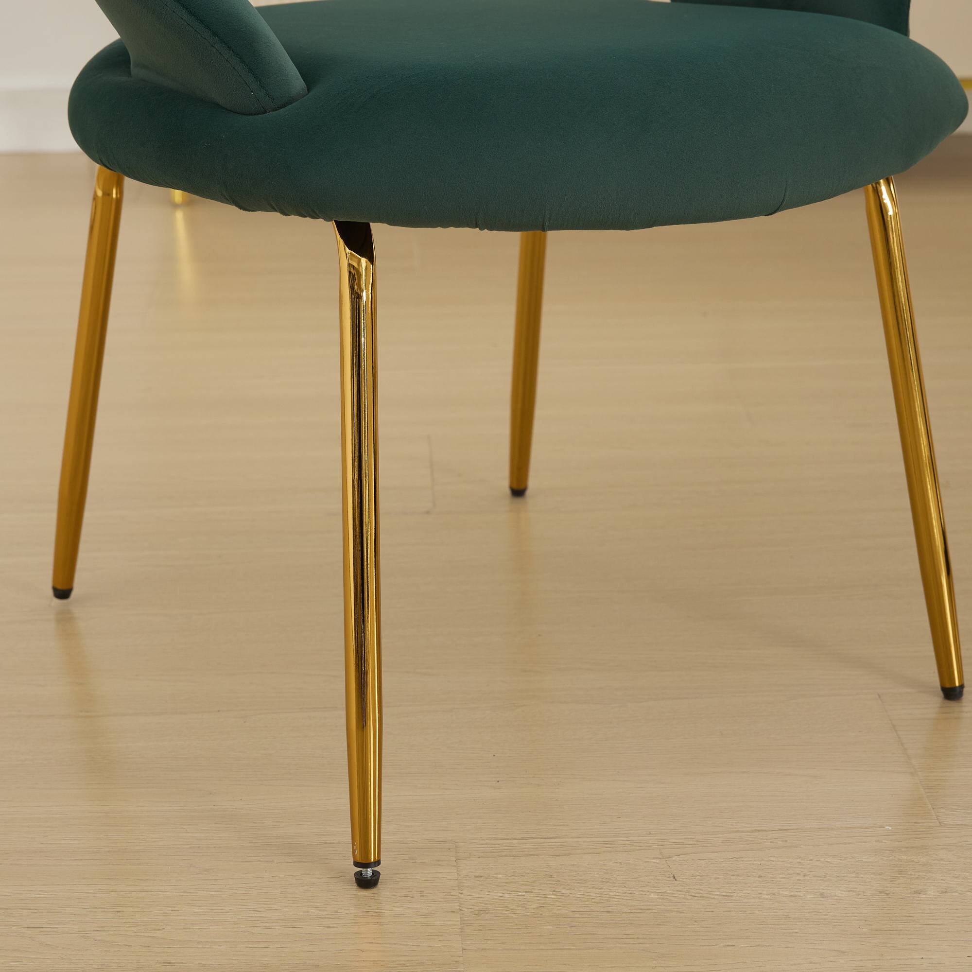Alt View 8. GOODSILO - Luxury Velvet Dining Chair with Curved Backrest and Elegant Metal Legs for Modern Kitchen or Dining Room - Green.