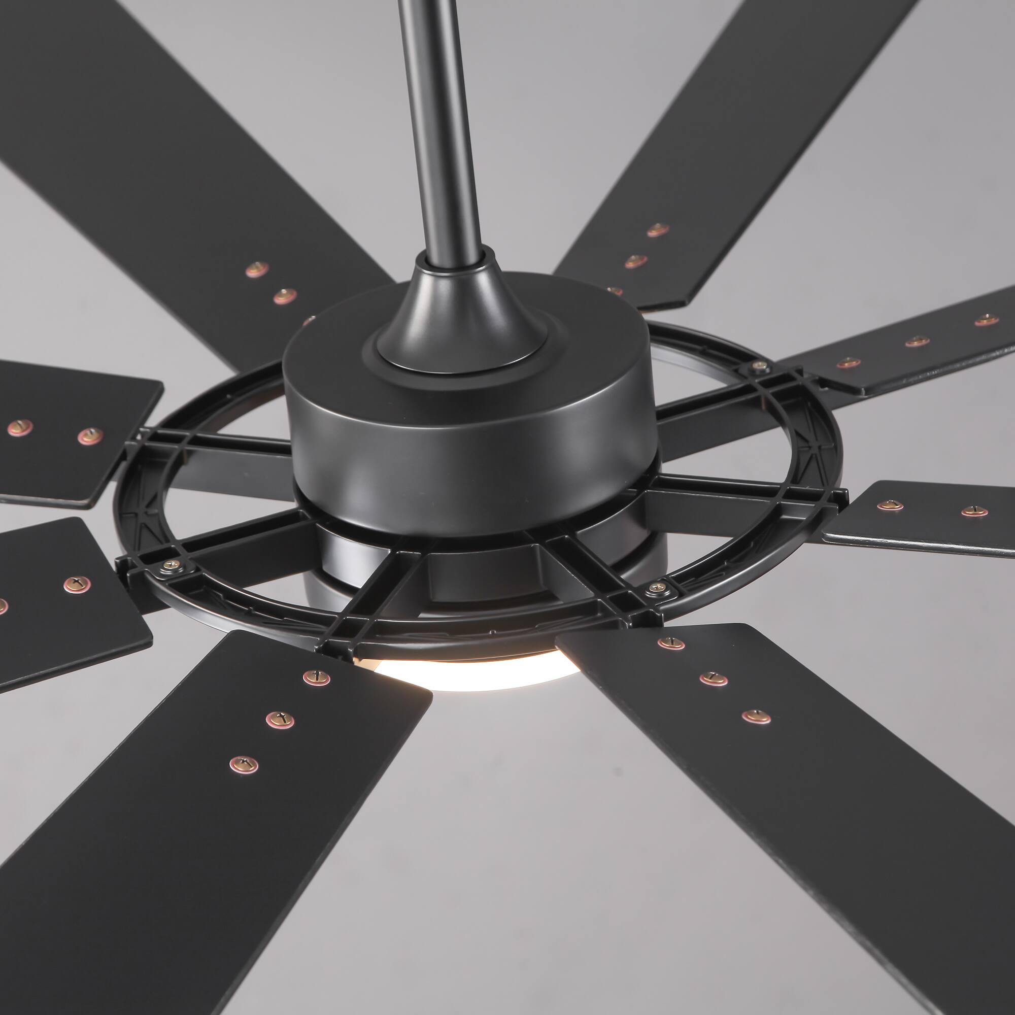 Alt View 6. Vaczon - 60" Matte Black Large Ceiling Fan with LED Light and Reversible Blades - Matte Black.