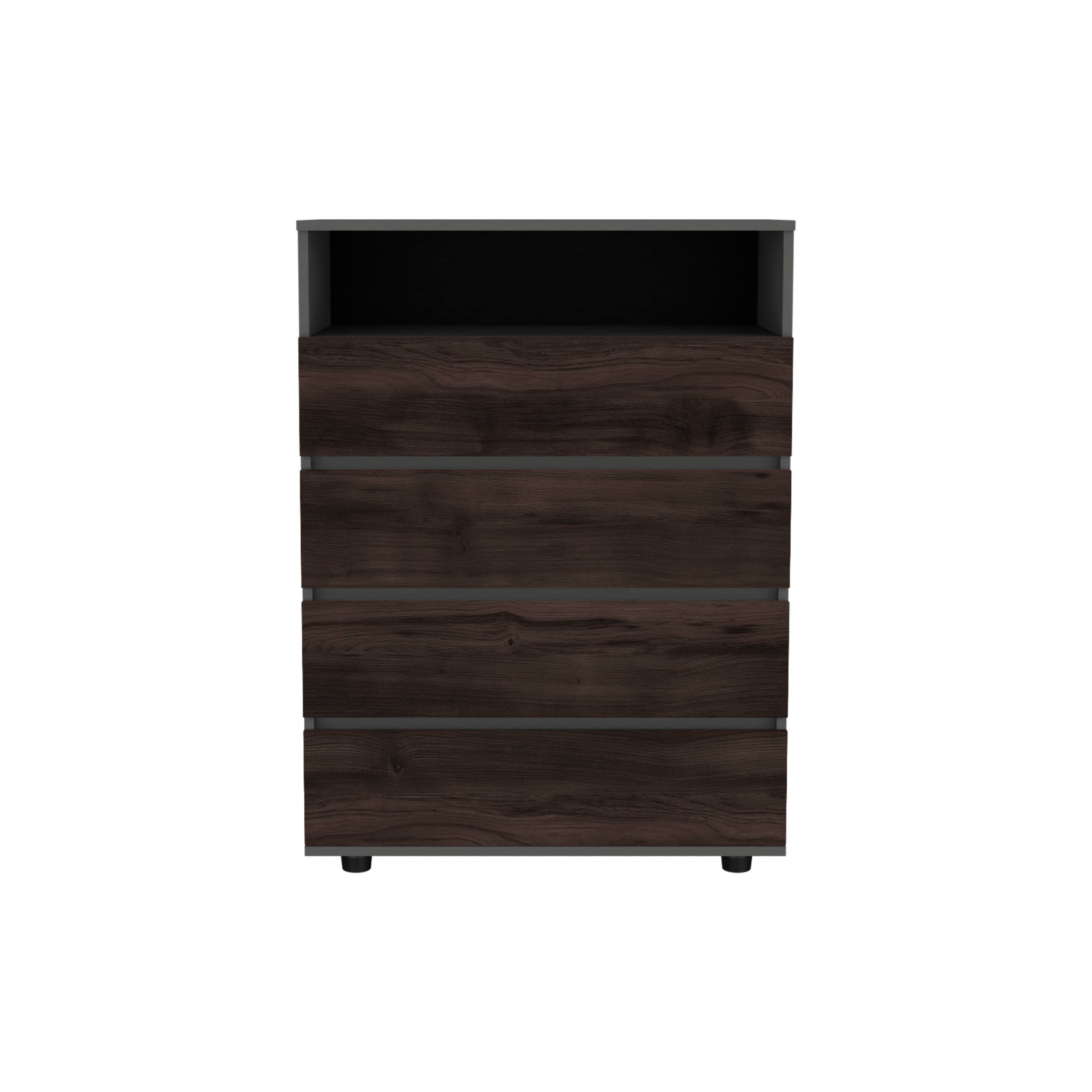 TuHome - Alpine Four Drawer Dresser With Spacious Storage And Modern Handles - Matt Gray
