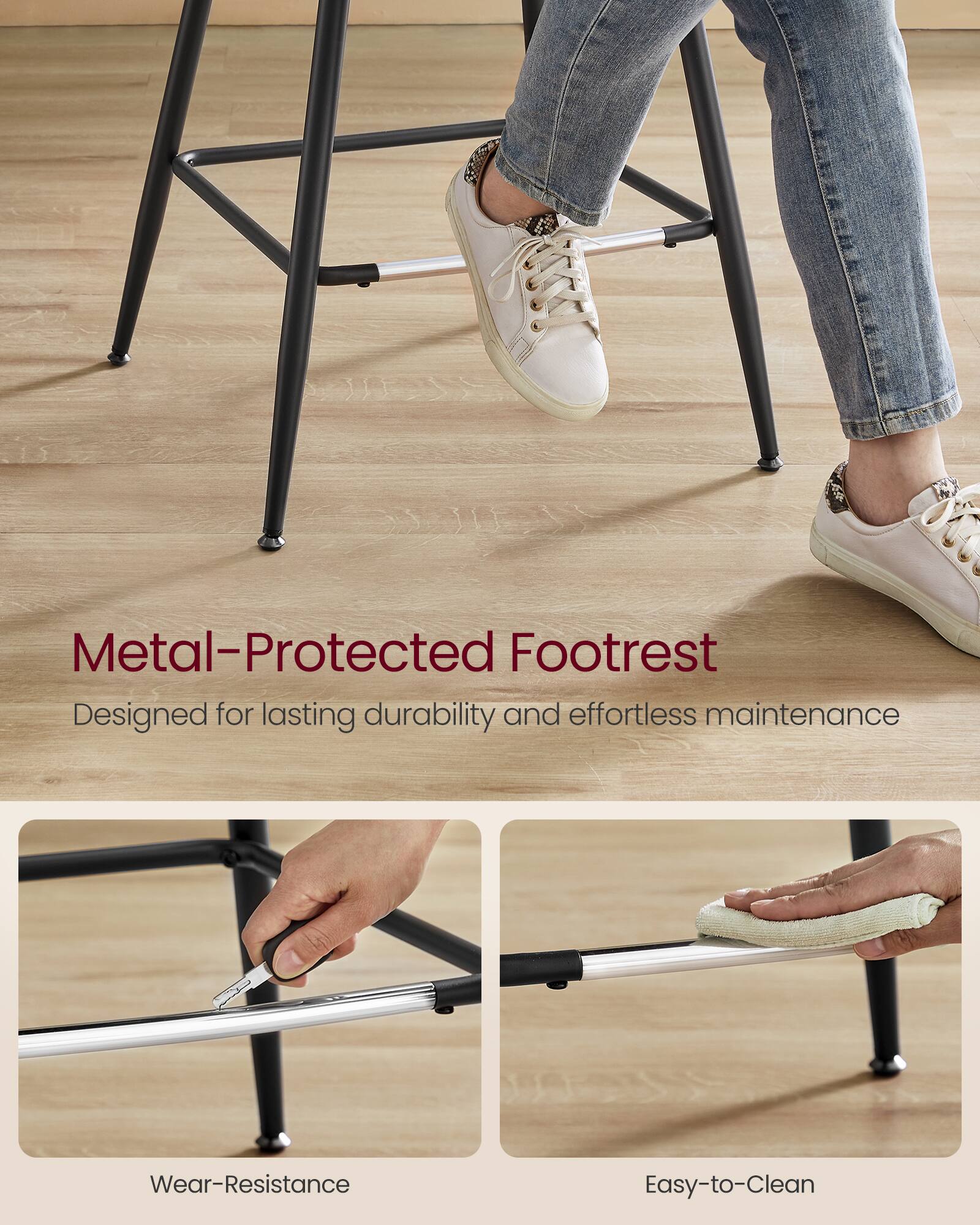 Metal-Protected Footrest  
Designed for lasting durability and effortless maintenance  

Wear-Resistance  

Easy-to-Clean