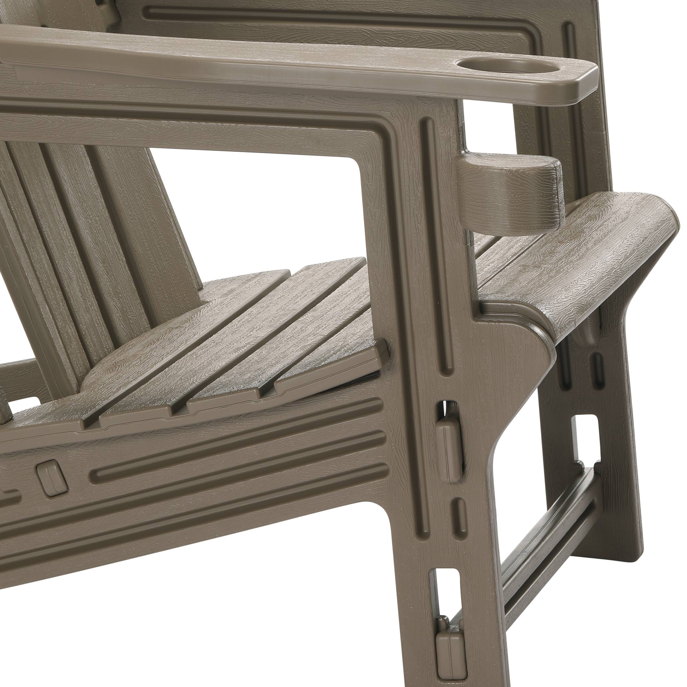 Alt View 4. WestinTrends - WestinTrends Azura Tool-Free Assembly Outdoor Patio HDPE Plastic Adirondack Chair with Cup Holder - Weathered Wood.