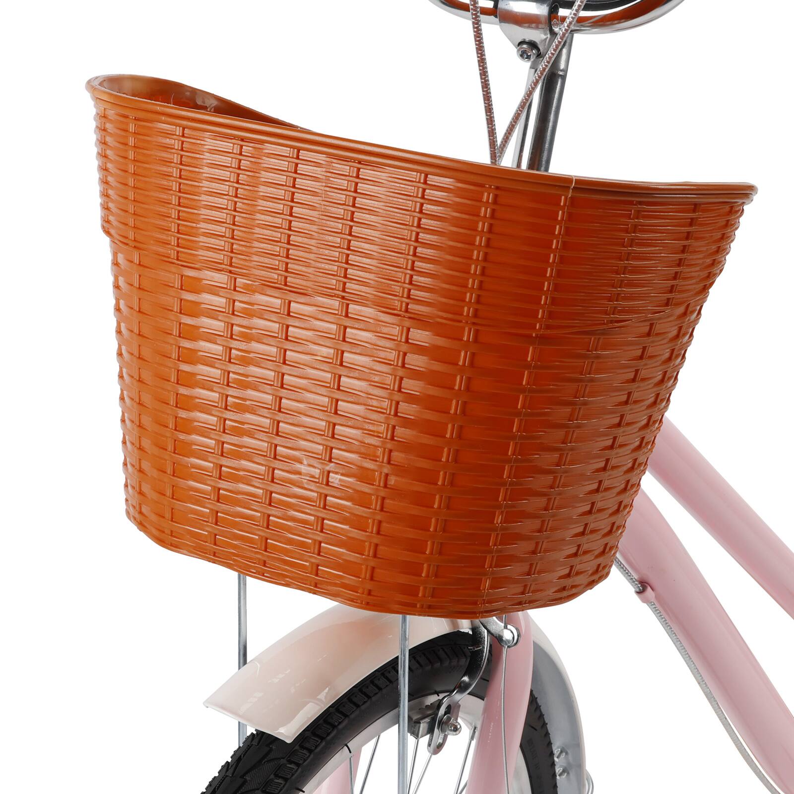 Alt View 9. Topteng - 24 Inch Beach Cruiser Bike for Adult -Low Step Design, Basket & Rack, High Carbon Steel Frame, Dual Brakes Bicycle Pink - Pink.