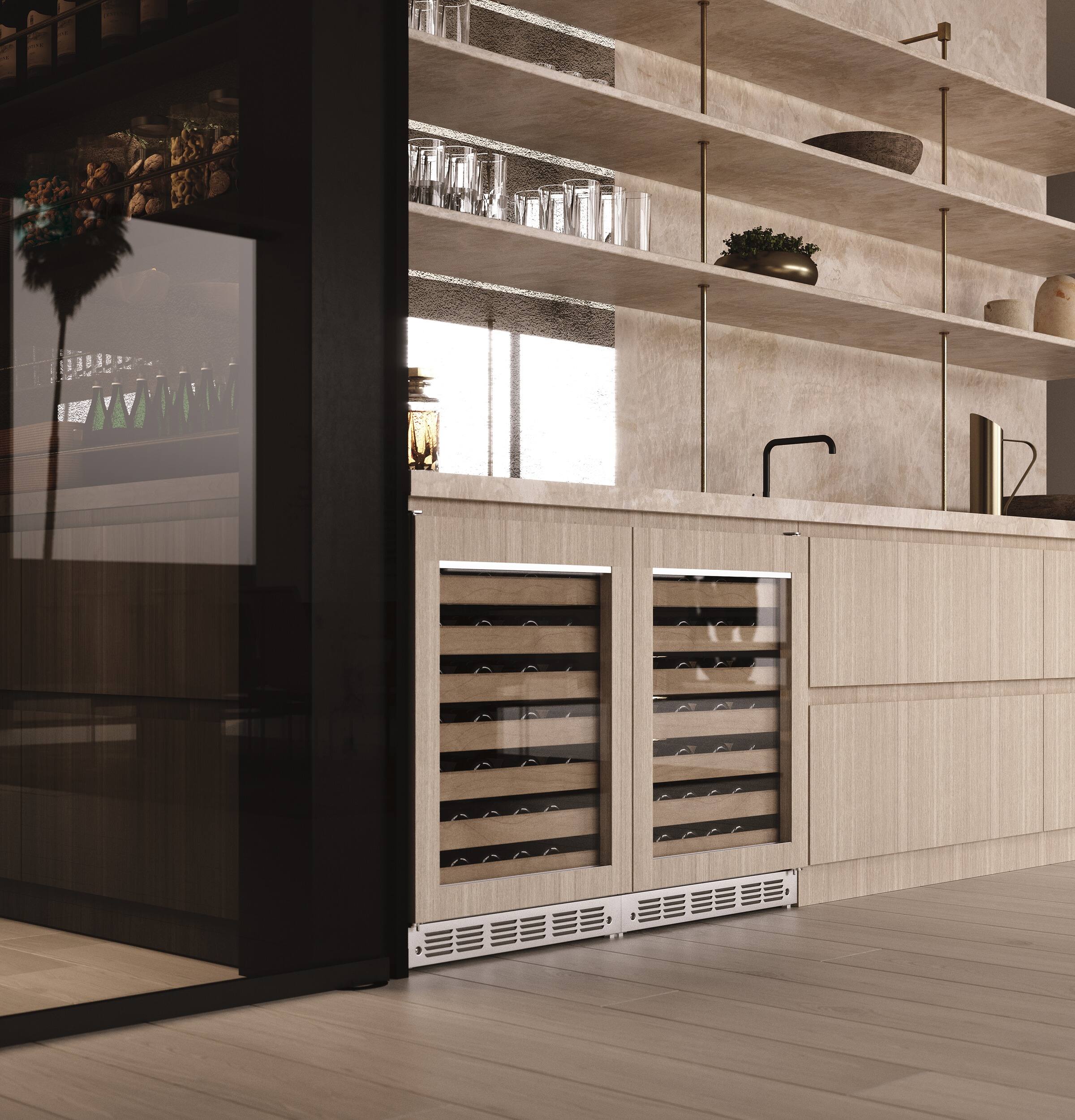 Alt View 39. Monogram - 57-Bottle Wine Cooler with Red and White Wine Temperature Settings - Custom Panel Ready.