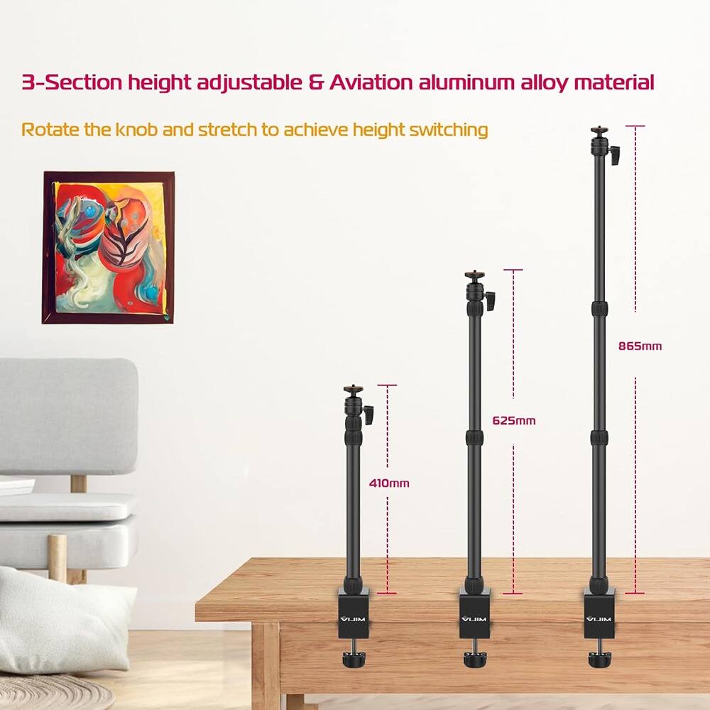 3-Section height adjustable & Aviation aluminum alloy material

Rotate the knob and stretch to achieve height switching

865mm  
625mm  
410mm