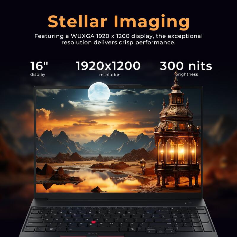 Stellar Imaging  
Featuring a WUXGA 1920 x 1200 display, the exceptional resolution delivers crisp performance.  

16" display  
1920x1200 resolution  
300 nits brightness