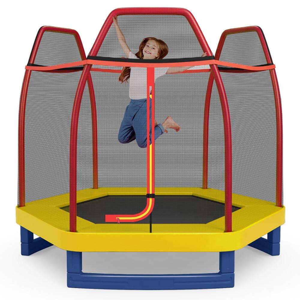 Front. Kadyn - Kids Trampoline, Outdoor Jumper,7 Feet Kids Recreational Bounce Jumper Trampoline-Red.