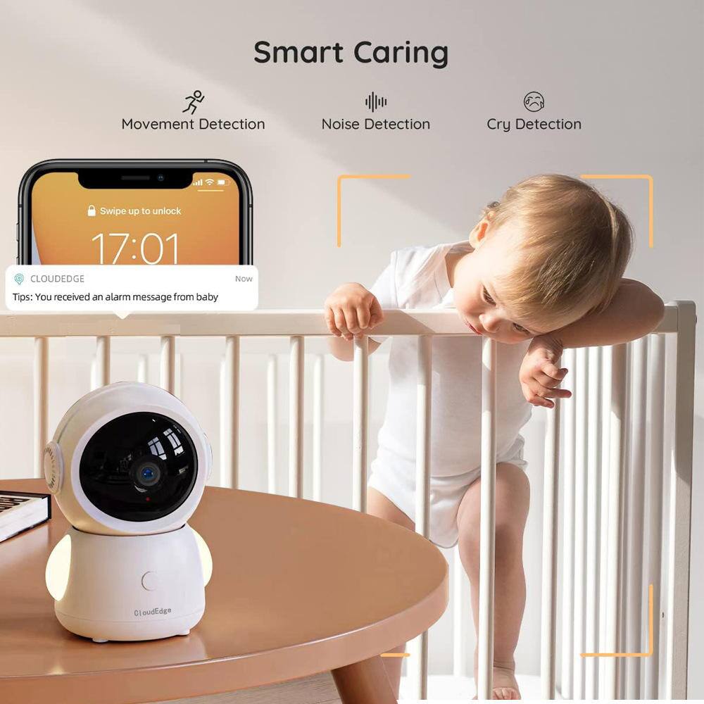 Smart Caring

- Movement Detection
- Noise Detection
- Cry Detection

Swipe up to unlock

17:01

CLOUDEDGE

Tips: You received an alarm message from baby