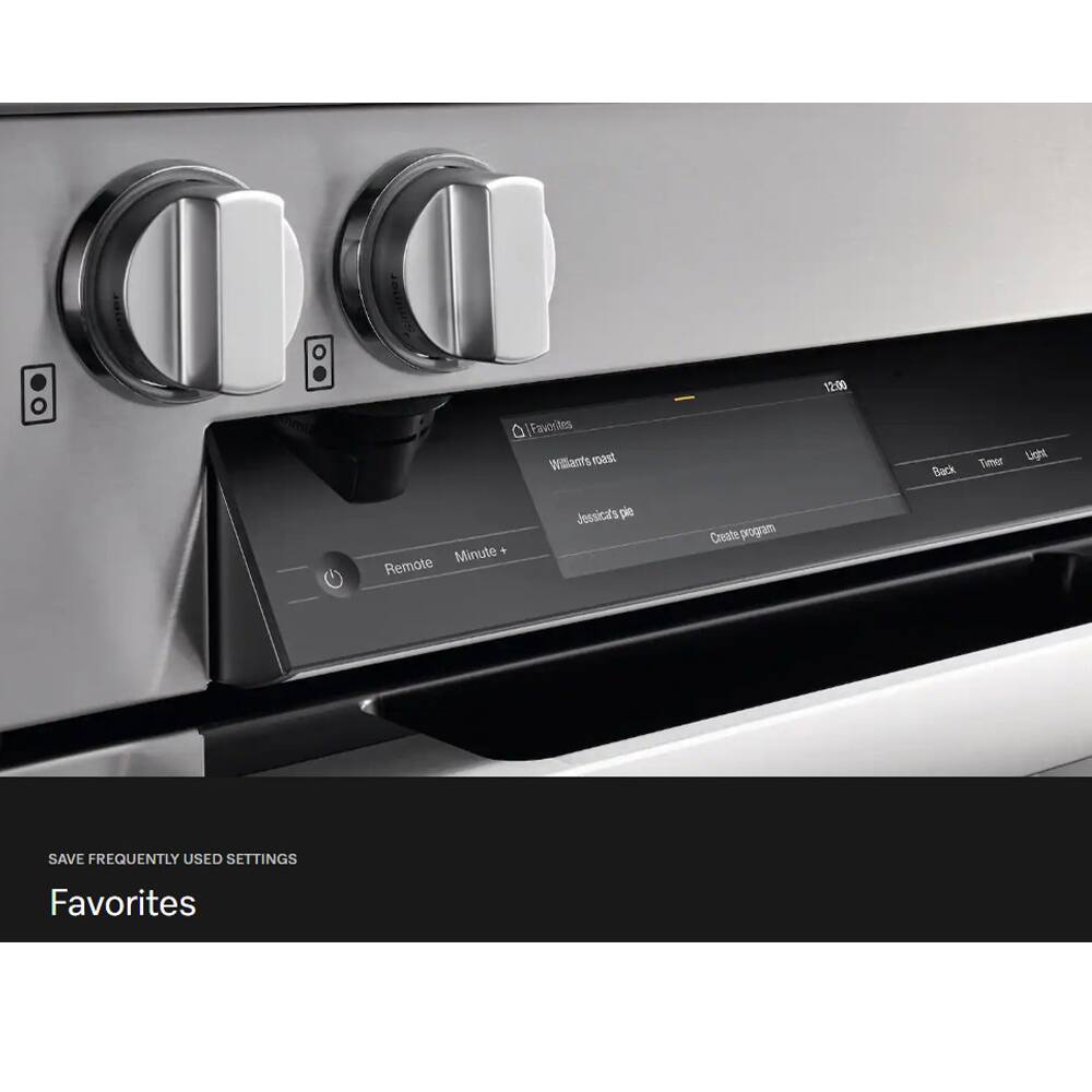 12:00, Favorites, Wilants roti, Back, Timer, Light, Minute +, Remote, Jessica's pie, Create program, SAVE FREQUENTLY USED SETTINGS, Favorites