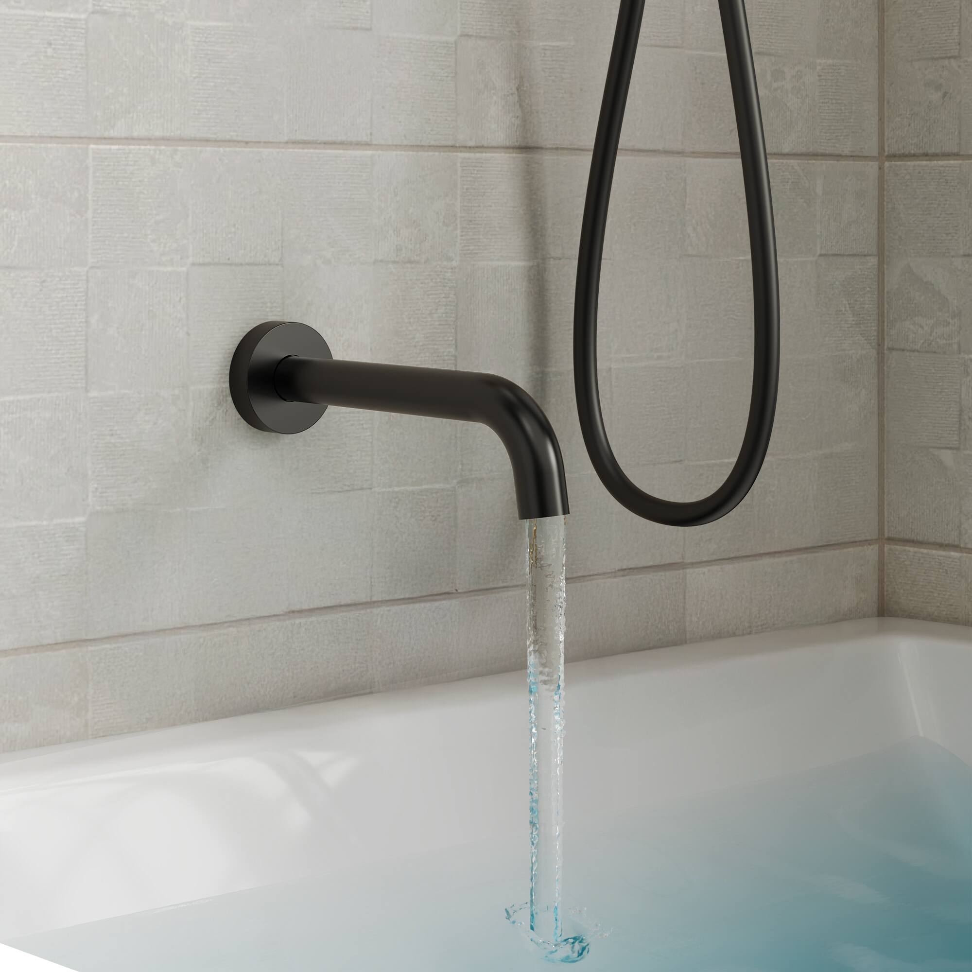 Alt View 9. GRANDJOY - 3-Function Shower Faucet Set with 10" Rainfall Head, Handheld Sprayer and Shower Valve Combo - Matte Black.