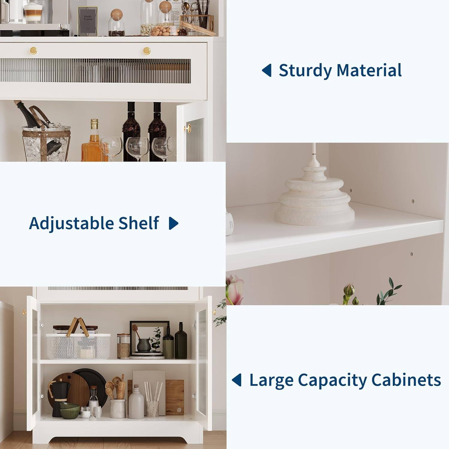 - Sturdy Material
- Adjustable Shelf
- Large Capacity Cabinets