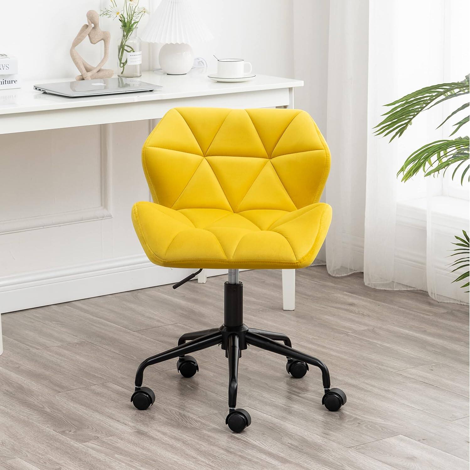 Alt View 2. Trinkets Crazed - Eldon Diamond Tufted Adjustable Swivel Office Chair - yellow.