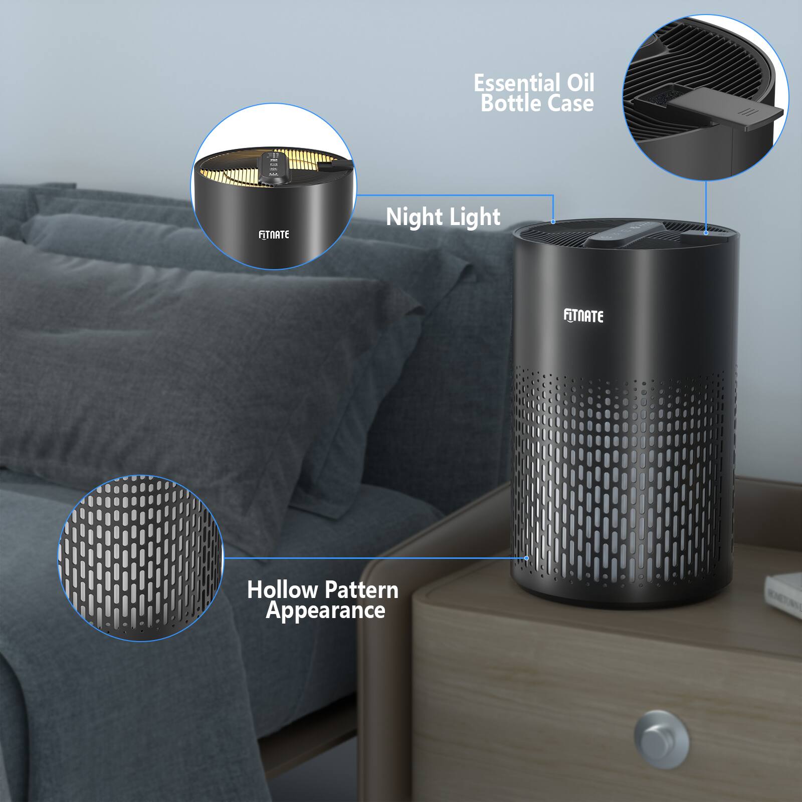 Essential Oil Bottle Case, Night Light, Hollow Pattern Appearance