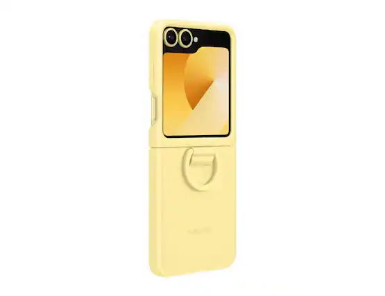 Front. Samsung - Samsung Galaxy Z Flip6 Silicone Case I Color: Yellow - Yellow.