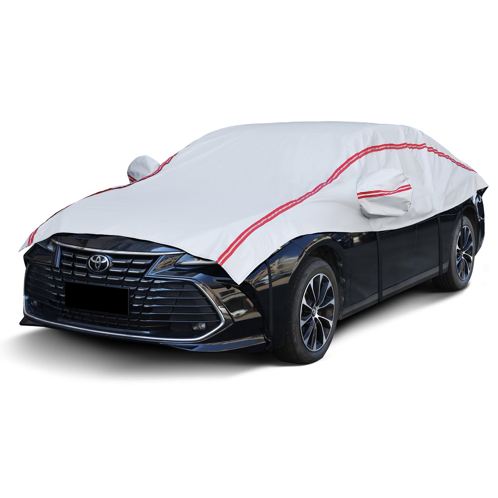 Front. Dazzling Pops - Half Car Cover Snow Windshield Ice Cotton Liner Hail Protector Waterproof All Weather Sun Rain Dust Uv - Sedan(see size table).