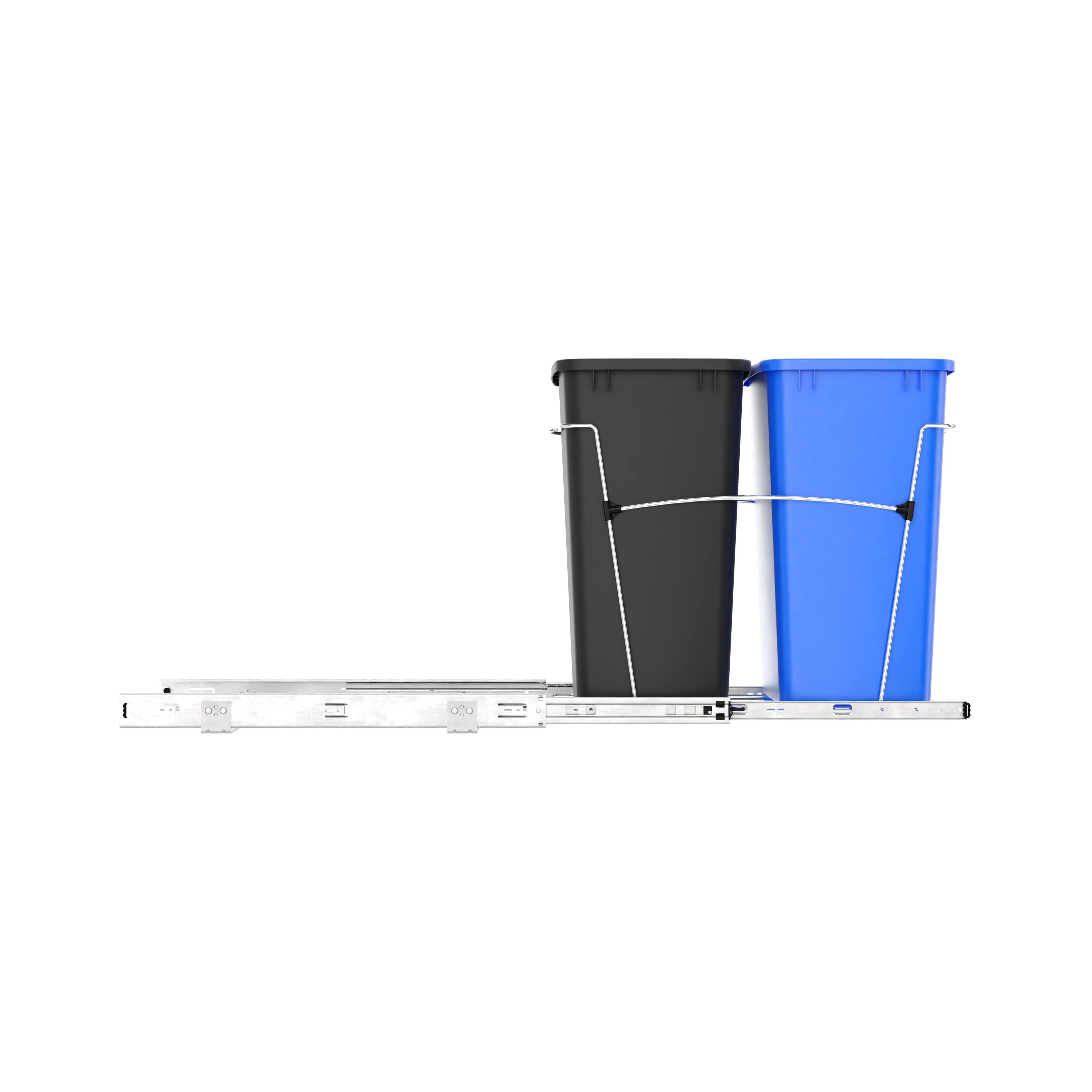 Alt View 7. Rev-A-Shelf - Rev-A-Shelf Double Pullout Trash Can 35 qt. for Kitchen, RV-18KD-2218C-S - Blue/Black.