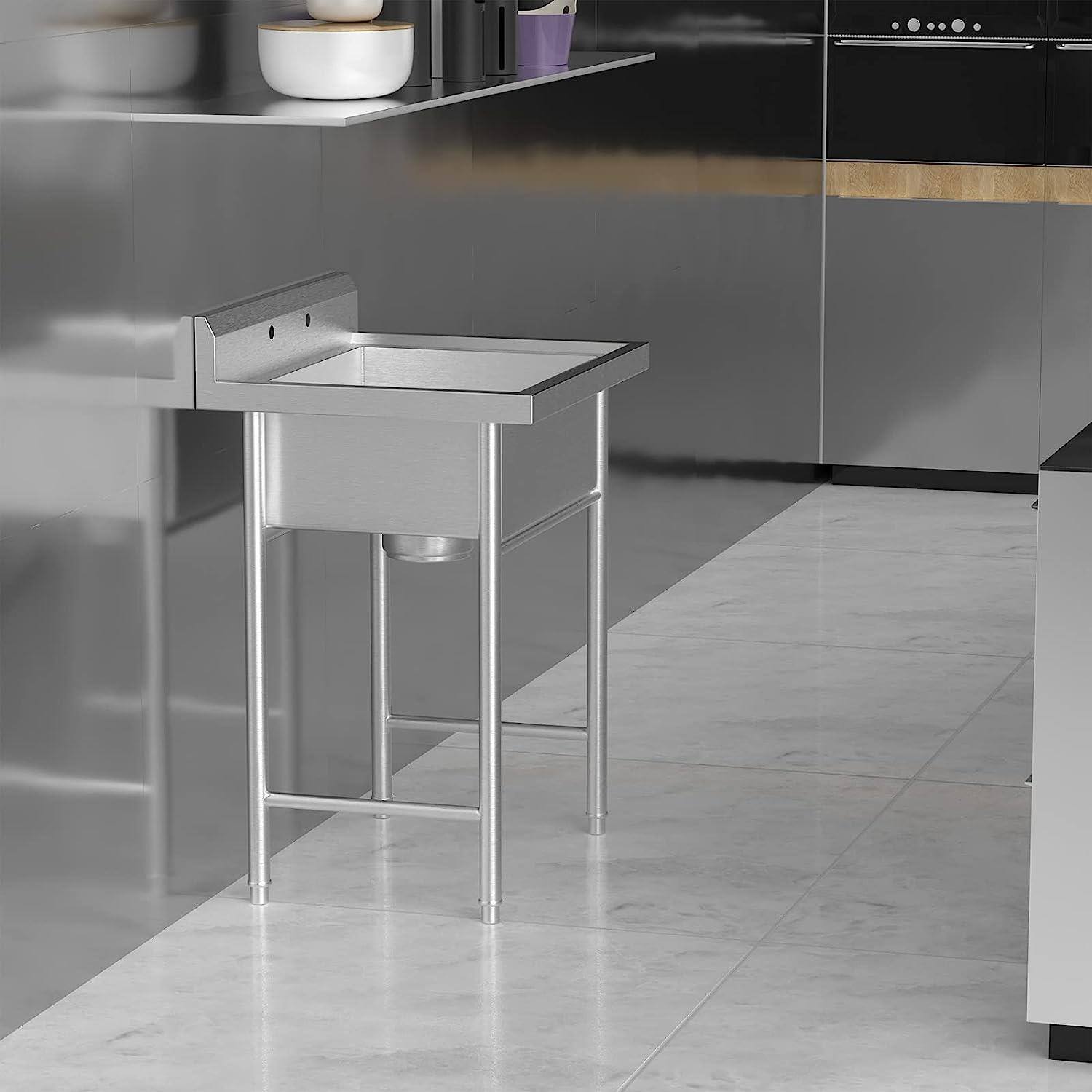 Alt View 3. Winado - Stainless Steel Utility Sink with Single Bowl & Backsplash & Adjustable Legs for Restaurant Garage Kitchen Laundry Rooms - Silver.