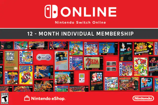 Sure, here is the corrected and grouped text from the image:
---
**Nintendo Switch Online**
**12 - MONTH INDIVIDUAL MEMBERSHIP**
**Nintendo eShop**
**Nintendo**
---
**Games Included:**
- **Nintendo 64:**
- Super Mario 64
- The Legend of Zelda: Ocarina of Time
- Super Mario 64 DS
- Super Mario 64 DS
- Super Mario 64 DS
- Super Mario 64 DS
- Super Mario 64 DS
- Super Mario 64 DS
- Super Mario 64 DS
- Super Mario 64 DS
- Super Mario 64 DS
- Super Mario 64 DS
- Super Mario 64 DS
- Super Mario 64 DS
- Super Mario 64 DS
- Super Mario 64 DS
- Super Mario 64 DS
- Super Mario 64 DS
- Super Mario 64 DS
- Super Mario 64 DS
- Super Mario 64 DS
- Super Mario 64 DS
