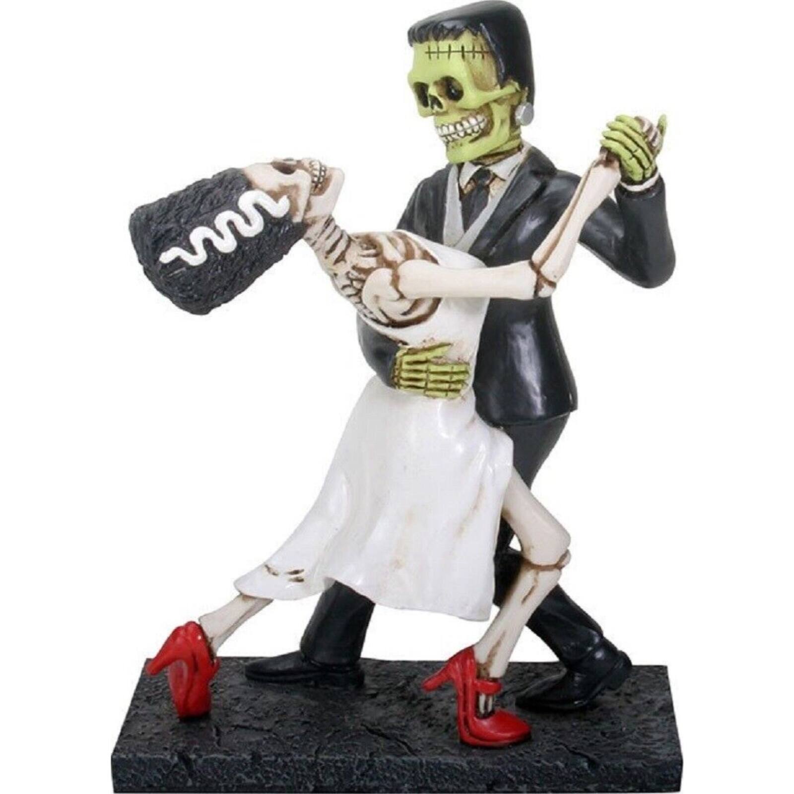 Front. Pacific Trading - Frankenstein and Bride Dancing Figurine Day of the Dead Halloween Decoration New.