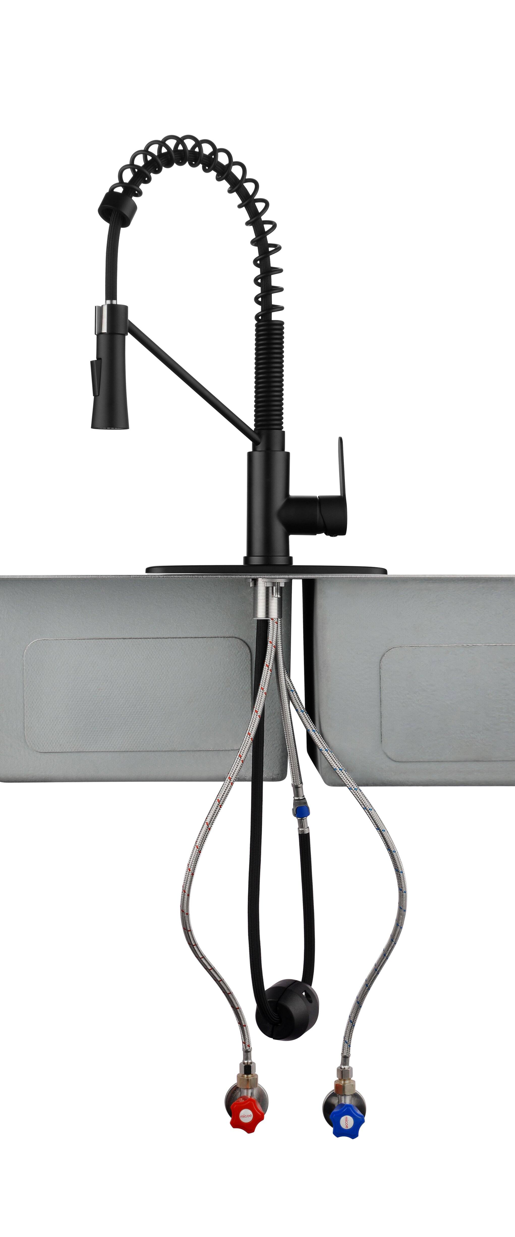 Alt View 7. Siljoy - Kitchen Faucet with Soap Dispenser Single Handle & Hole Pull Down Sprayer Utility Sink Faucet Stainless Steel 1.8 GPM - Matte Black.