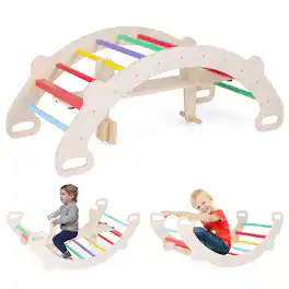 Gymax - 4-in-1 Rocking Horse Climber w/ Arch Climber Crawling Tunnel for Boys & Girls - Multi-colored