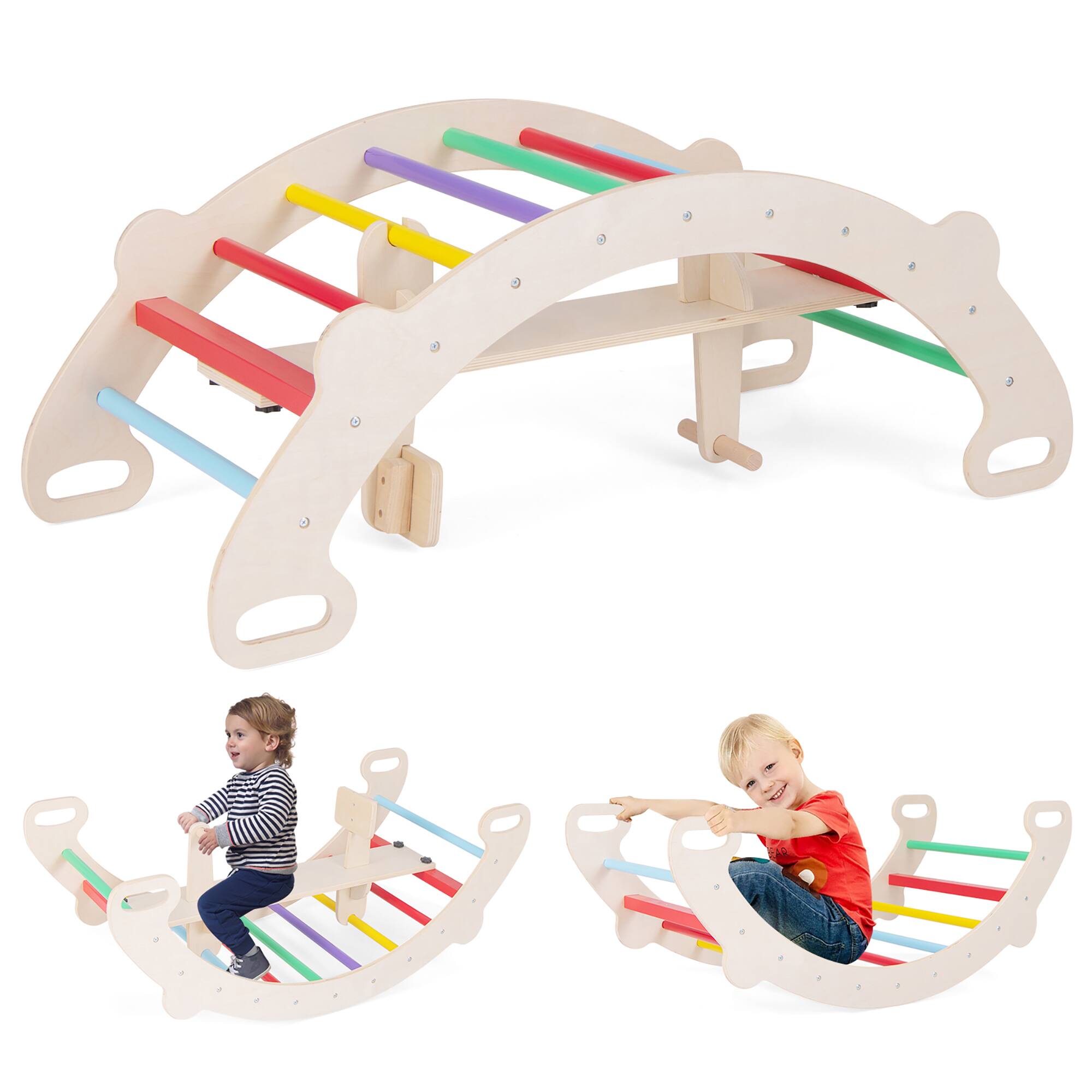 Front. Gymax - Gymax 4-in-1 Rocking Horse Climber w/ Arch Climber Crawling Tunnel for Boys & Girls - Multi-colored.
