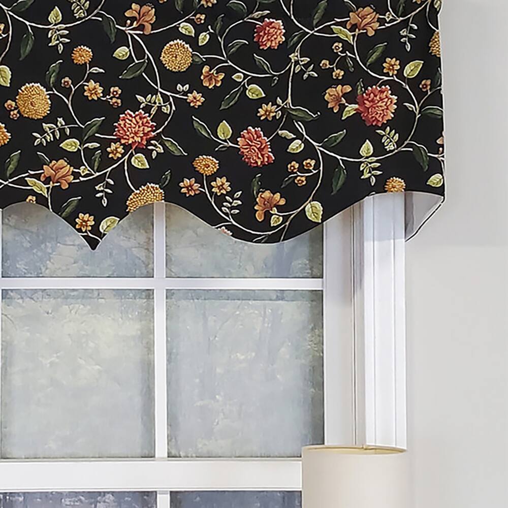 Left. RLF Home - RLF Home Modern Design Classic Nightfall Regal Style Window Valance 50" x 17" Black - Black.