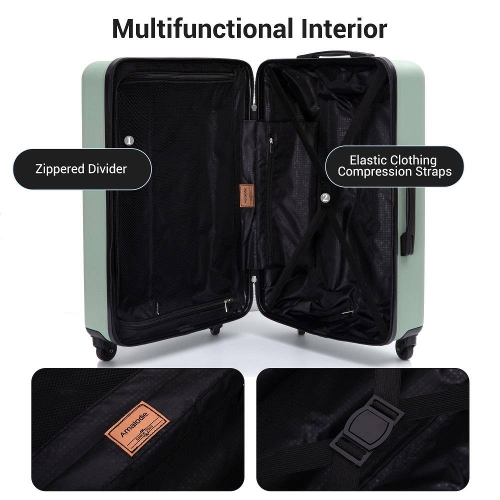 Multifunctional Interior

1. Zippered Divider
2. Elastic Clothing Compression Straps

Amalodie