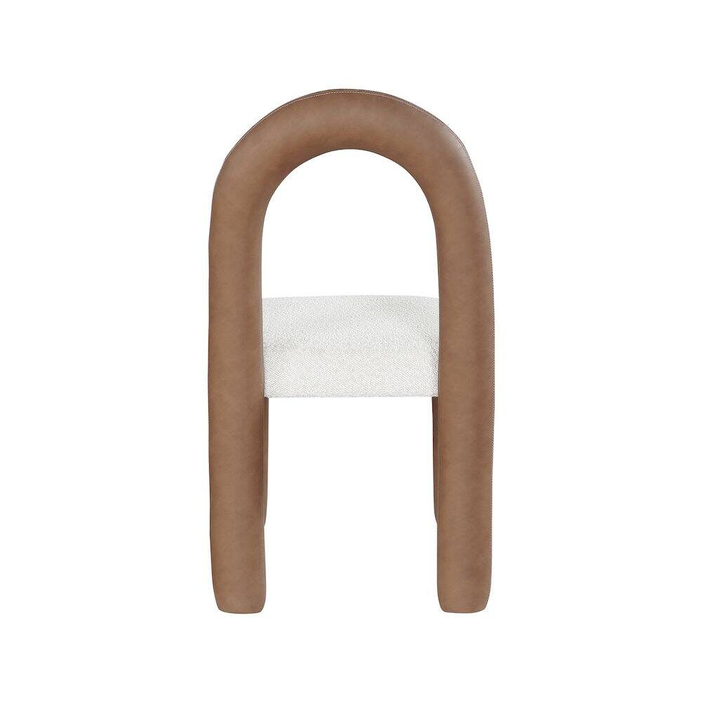 Alt View 4. Meridian Furniture - Amari Brown Vegan Leather and Boucle Fabric Dining Chair, Set of 2 - Brown.