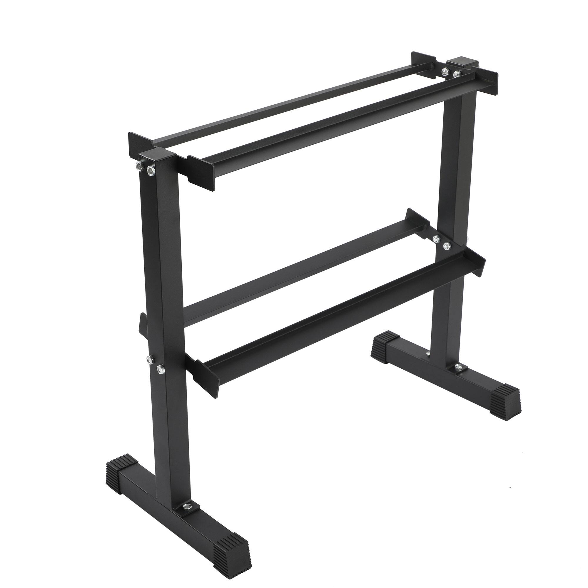 Alt View 7. HolaHatha - HolaHatha 150 Pound Rubber Encased Dumbbell Strength Training Weight Set w/ Rack - Black.