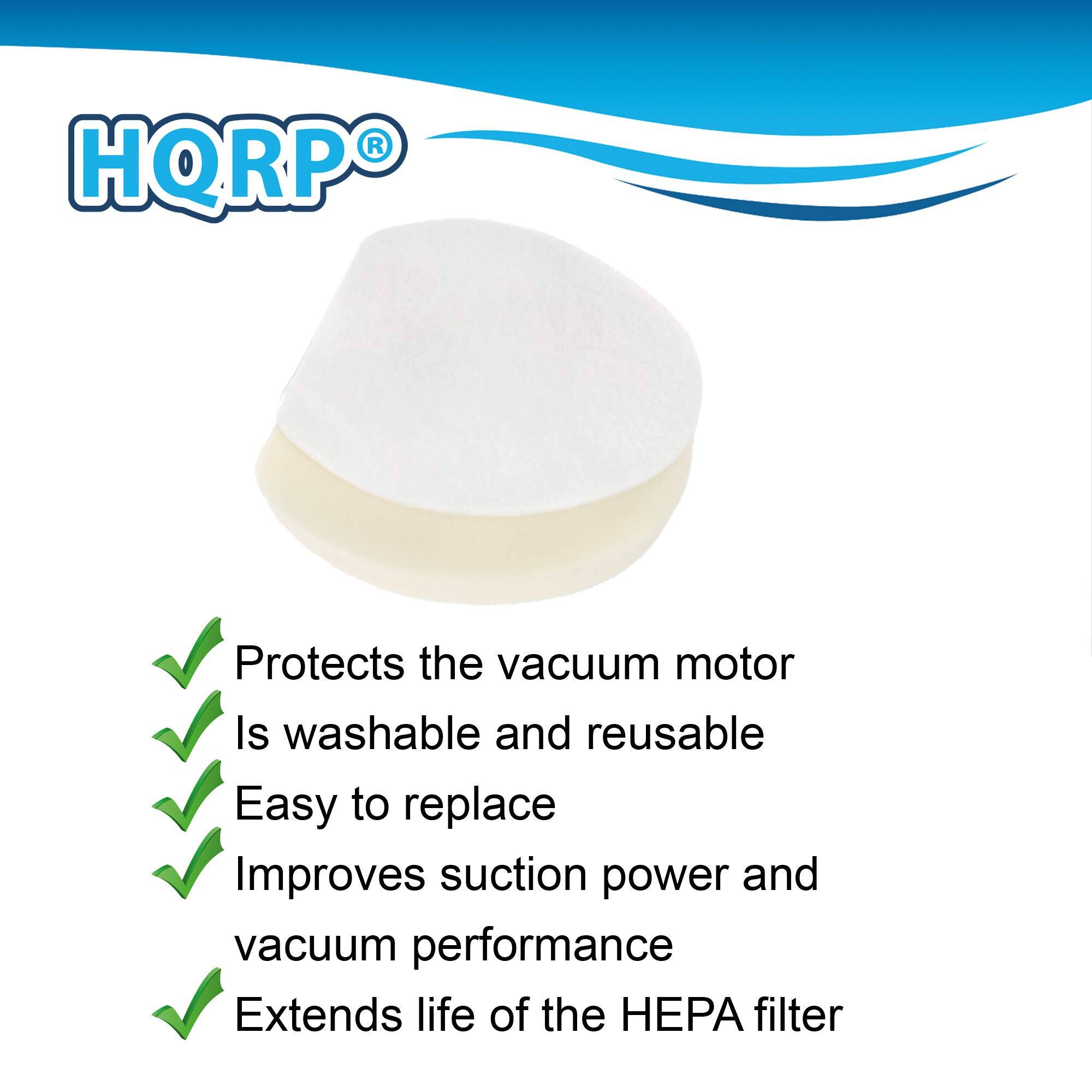 HQRP®

- Protects the vacuum motor
- Is washable and reusable
- Easy to replace
- Improves suction power and vacuum performance
- Extends life of the HEPA filter