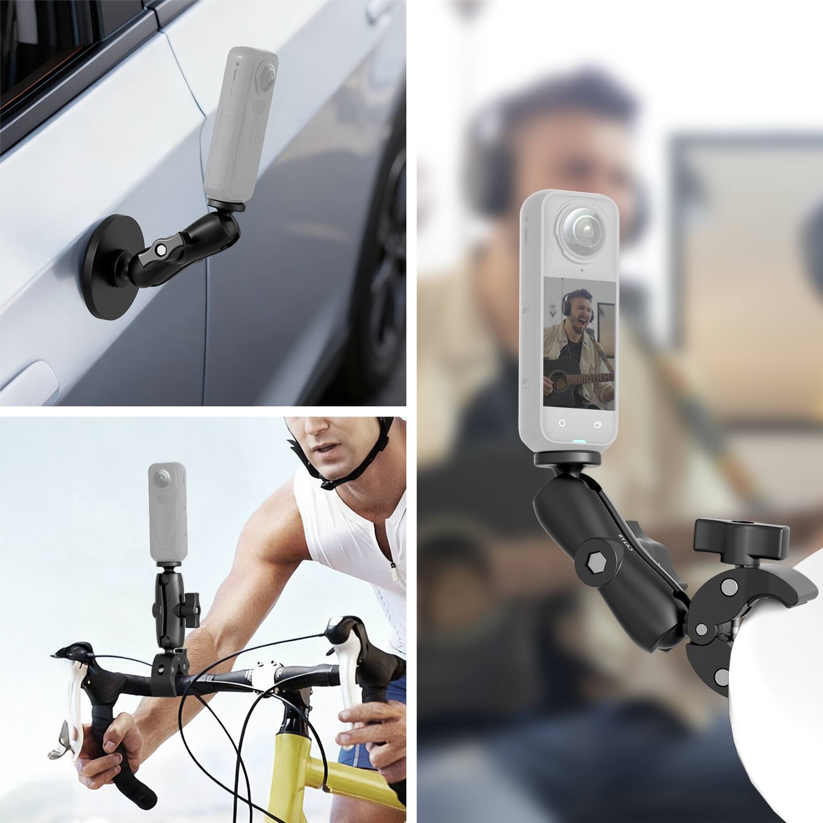 Alt View 4. Neewer - Handlebar Mount for Insta360/GoPro/DJI, 360° - Black.