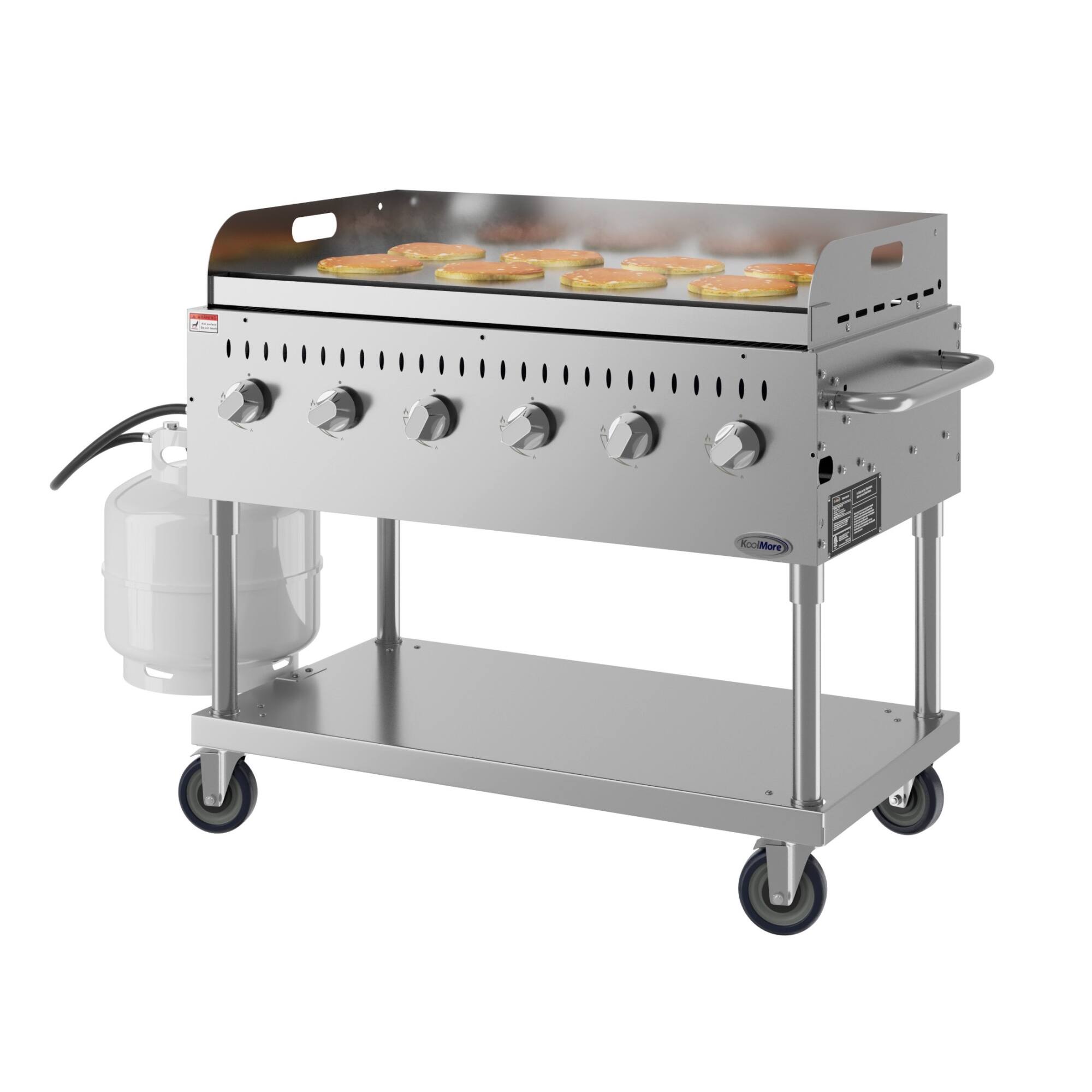 Angle. Koolmore - 48 in. Commercial Outdoor Propane Gas Grill with Griddle, ETL Listed in Stainless-Steel (CGKIT4-48G) - Stainless Steel.