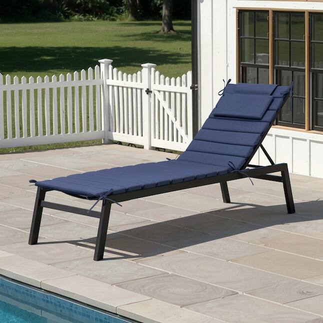 Angle. Crestlive Products - Crestlive Products 1pc 72in Outdoor Foldable Water Resistant Chaise Lounge Chair Cushion with Ties Patio cushion - Navy.