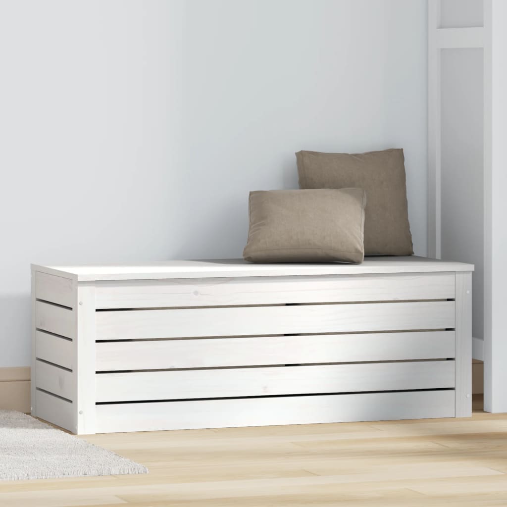 Alt View 2. Boyel Living - 35 in.W Rustic White Storage Box Rectangular Solid Pine Wood Large Storage Box - White.
