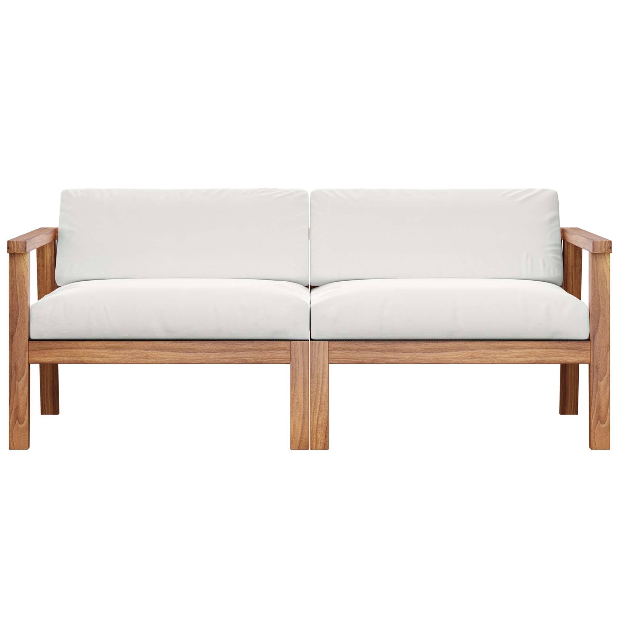 Alt View 8. Modway - Bayport Outdoor Patio Teak Wood 2-Seater Loveseat by Modway - Natural White.