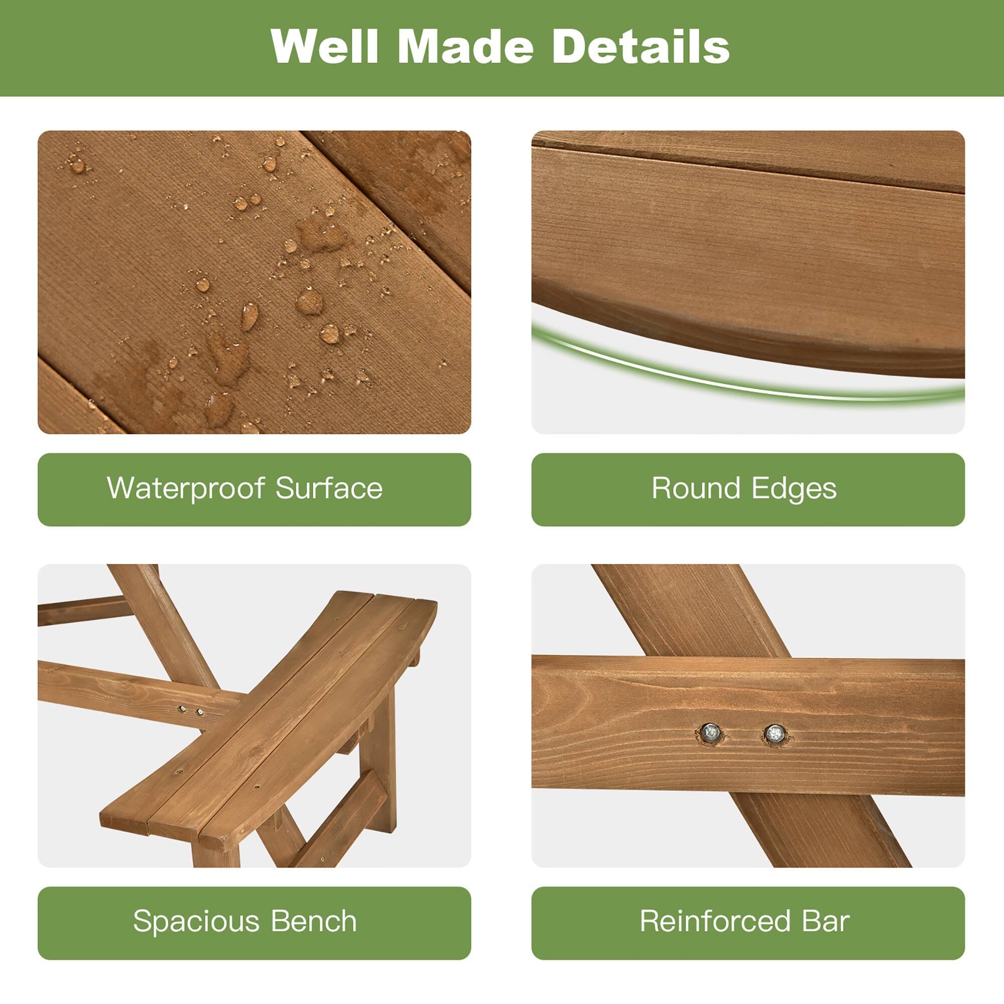 Well Made Details

- Waterproof Surface
- Round Edges
- Spacious Bench
- Reinforced Bar