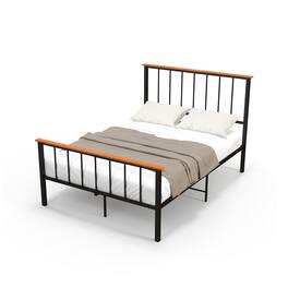 Ecooso - Full Bed Frame with Headboard and Footboard Ideal for Bedroom Decoration - Black