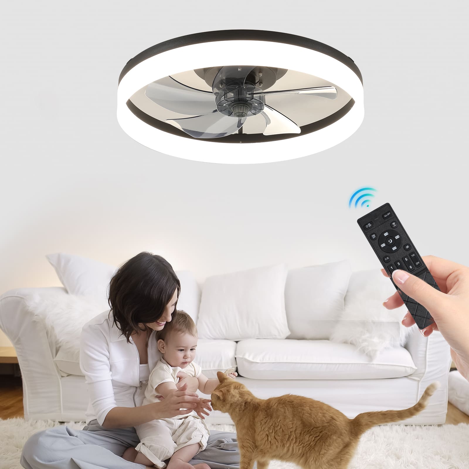 TinyHomie - Ceiling Fan with Lights Dimmable LED