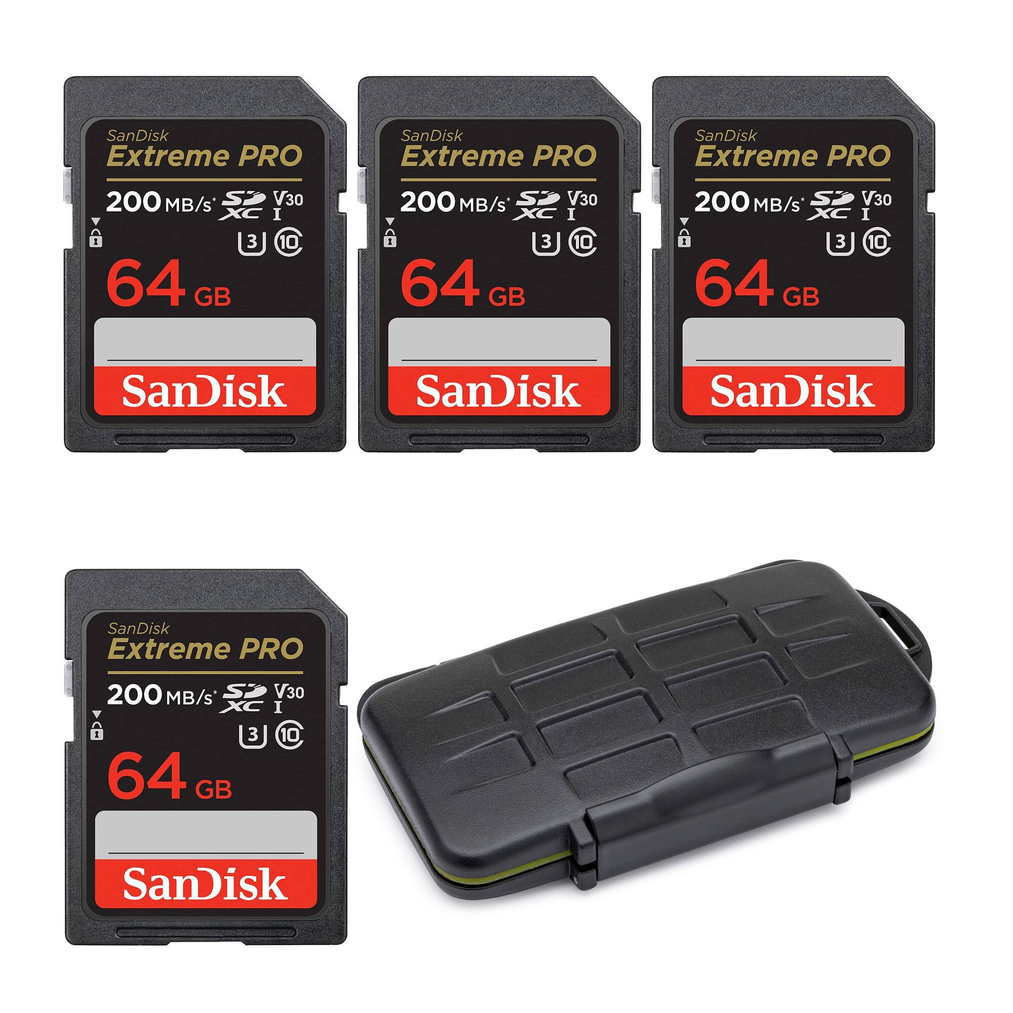 SanDisk - 64GB Extreme PRO 200MB/s Memory Card Bundle with Storage Carrying Case