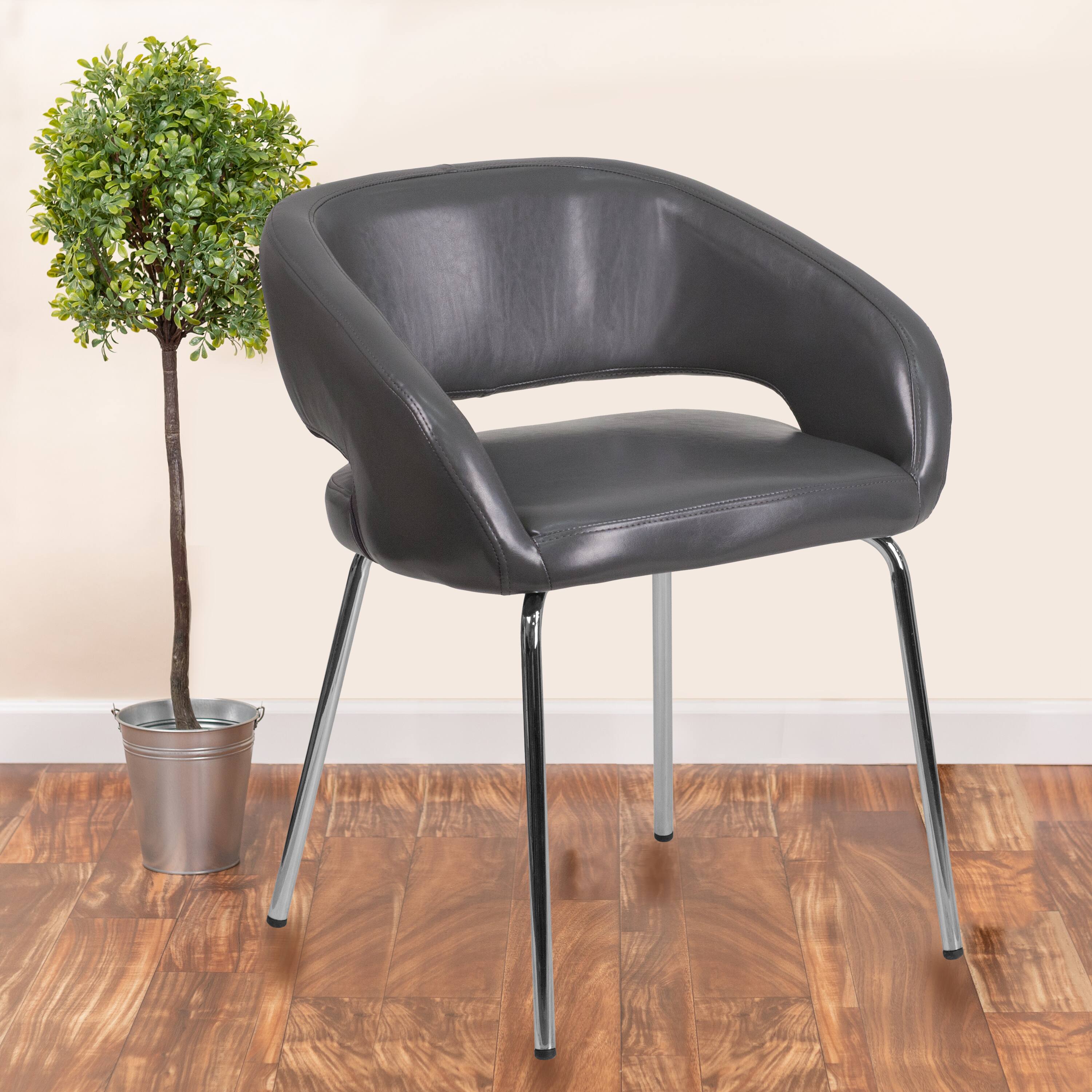 Alt View 1. Emma + Oliver - Contemporary LeatherSoft Side Reception Chair - Gray.