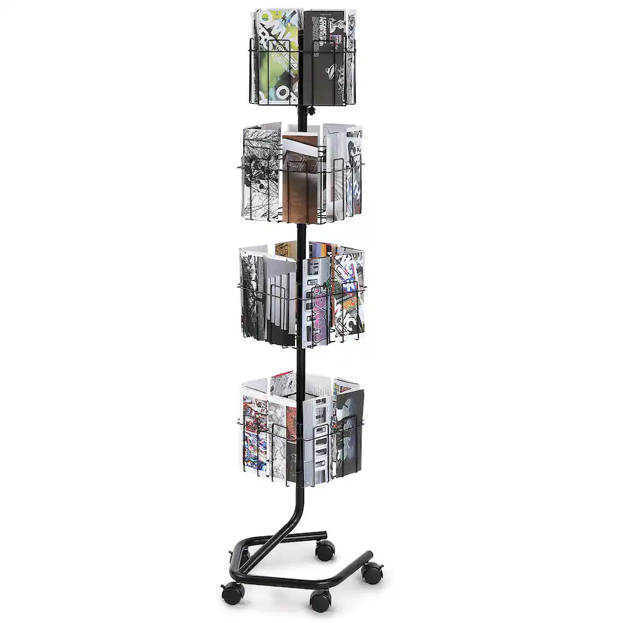 VEVOR Brochure Display Rack, 4 Tier 32 Pockets Rotating Magazine ...