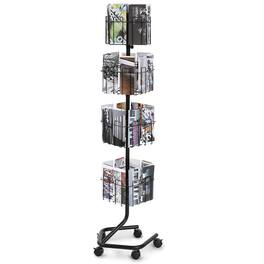 VEVOR - Brochure Display Rack, 4-Tier 32 Pockets Rotating Magazine Literature Display Stand, 360° Spinning Greeting Cards Rack - Black