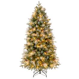 Gymax - 6 FT Pre-Lit Artificial Christmas Tree w/ 806 PE & PVC & PET Branch Tips - Green