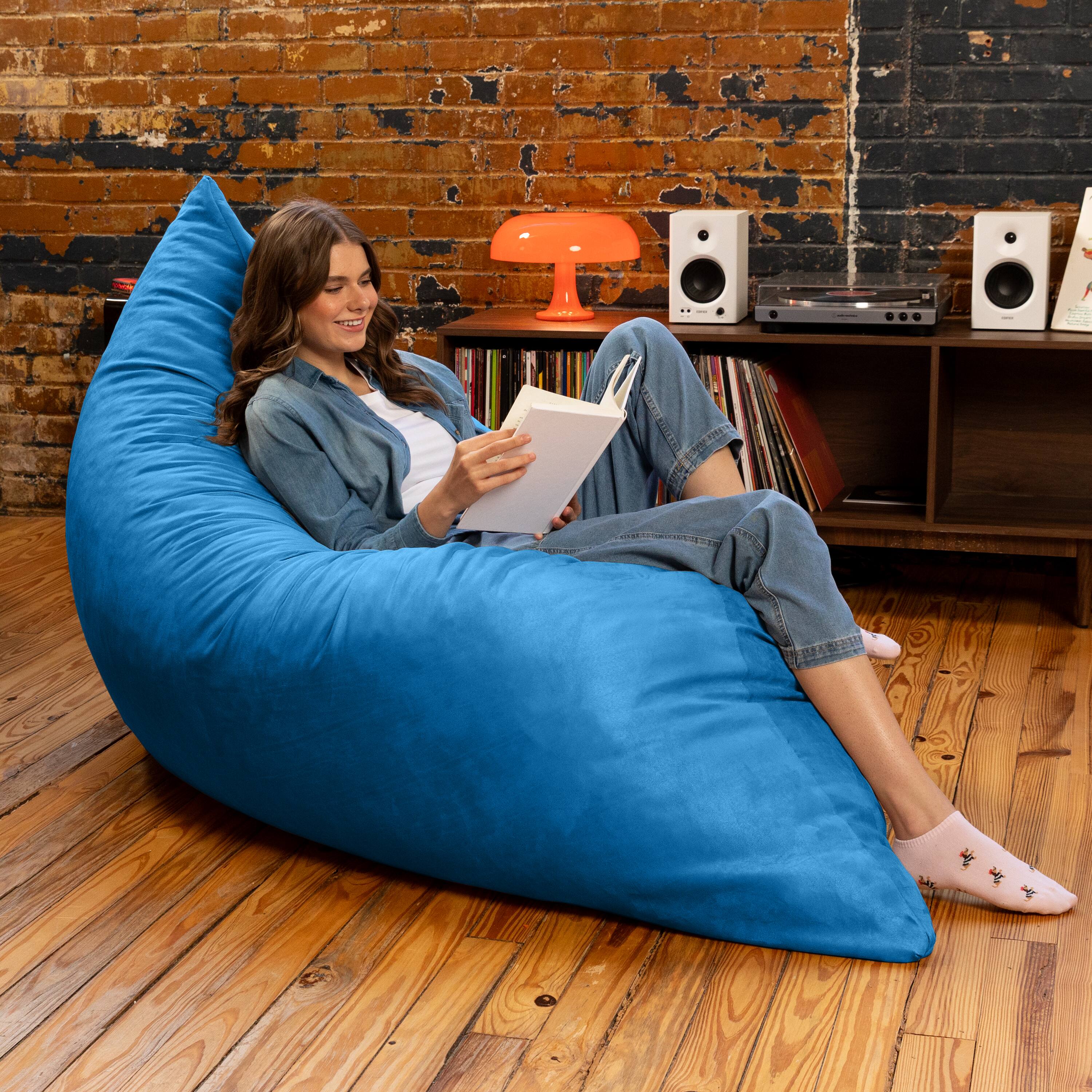 Alt View 4. Jaxx - Jaxx Pillow Saxx 5.5-Foot - Huge Bean Bag Floor Pillow and Lounger, Blueberry - Blueberry.