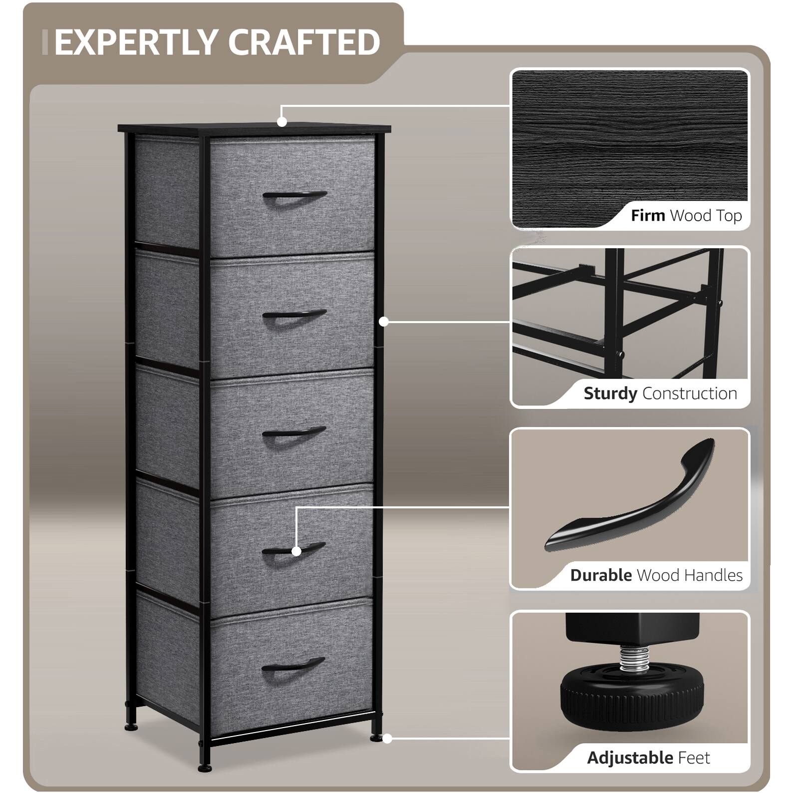 EXPERTLY CRAFTED

- Firm Wood Top
- Sturdy Construction
- Durable Wood Handles
- Adjustable Feet