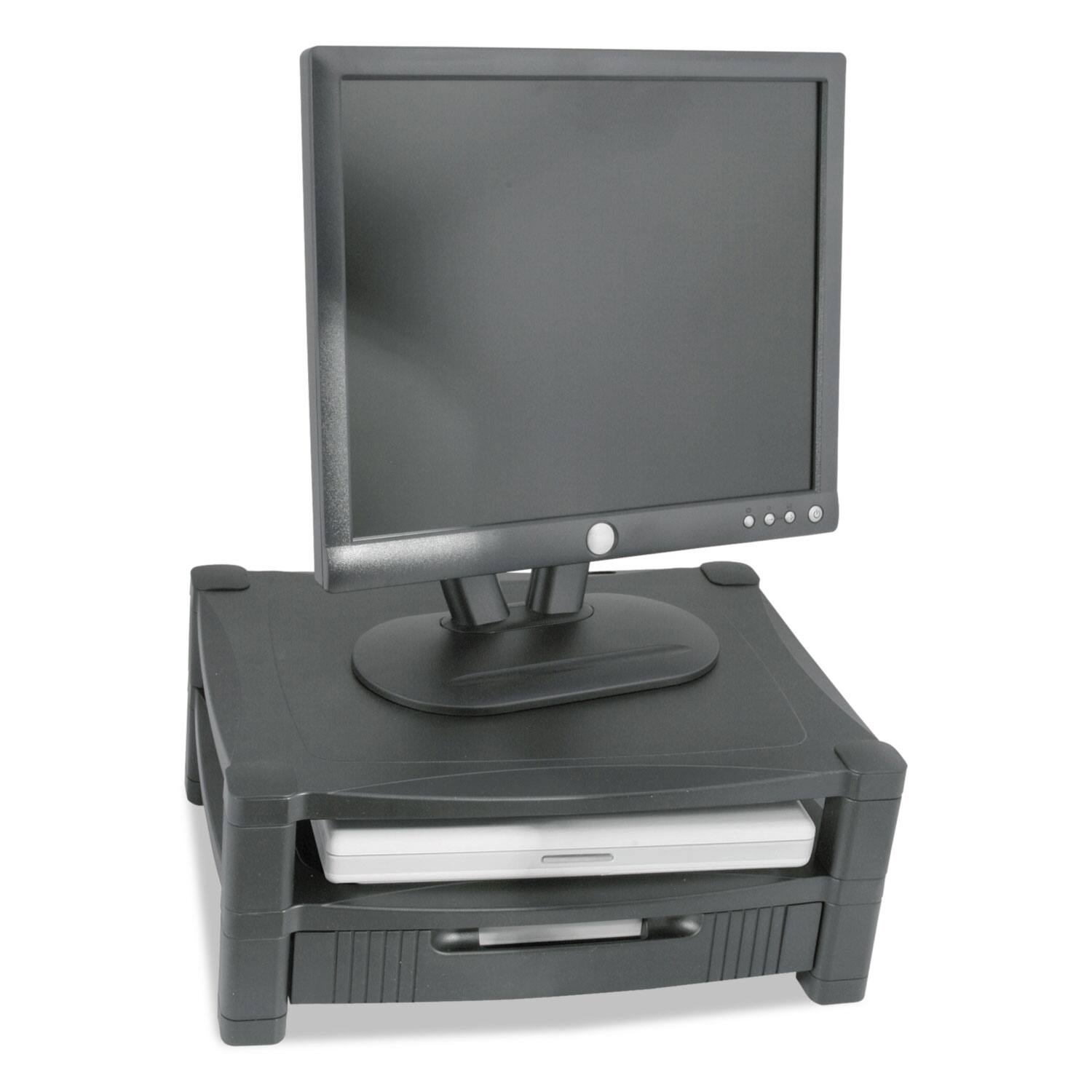 Alt View 2. KanTek - Kantek MS480 17 in. x 13.25 in. 3-1/2 in. to 7 in. Supports 50 lbs. Two-Level Monitor Stand - Black.